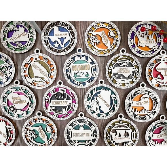 State Ornaments Wooden Gift USA Souvenirs Christmas Tree Decoration For Traveler - Picture 12 of 12